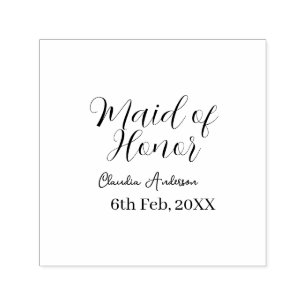 Maid of honor mauve name date pink pastel brides self-inking stamp