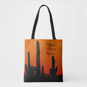 Maid of Honor, Name, Orange Sky, Saguaro Sunset Tote Bag