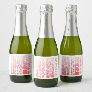 Maid of honor pink modern girly retro 60's simple  sparkling wine label