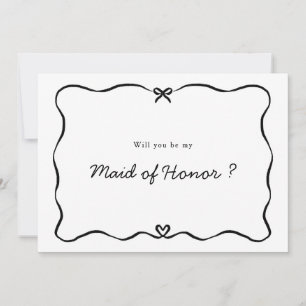Maid of Honor Proposal Cute Bow Heart frame Invitation