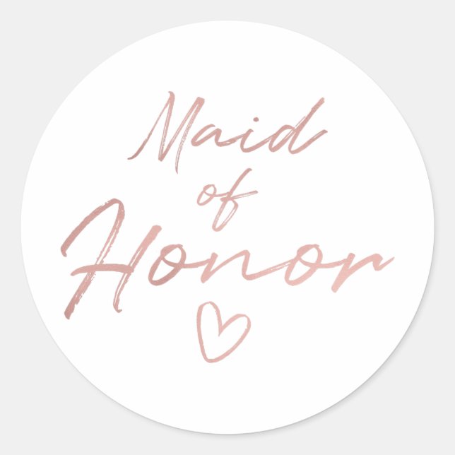 Maid of Honor - Rose Gold faux foil sticker (Front)