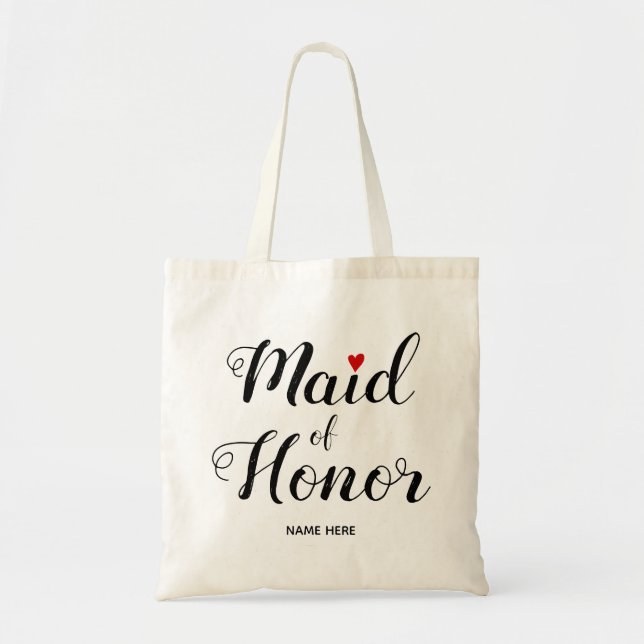 Maid of honor script calligraphy wedding tote bag (Front)