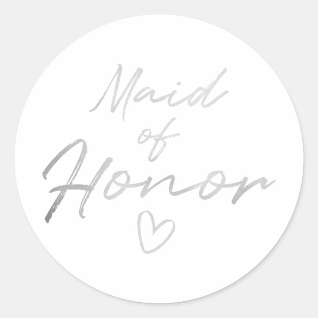 Maid of Honor - Silver faux foil sticker (Front)
