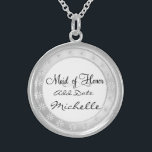 MAID of HONOR Silver Necklace For Bridal Party Gif<br><div class="desc">Perfect gift for your Bridal Party MAID OF HONOR This beautiful Pendant is a perfect piece to accent any outfit and they can wear it forever..Daisy designs flow beautiful for this gorgeous piece. Great SPECIAL GIFT FOR YOUR MAID OF HONOR in Your Bridal Party comes in Sterling or Plated OR...</div>