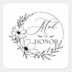 maid of honor square sticker