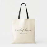 Maid of Honor Tote Bag | Modern Script<br><div class="desc">This simple tote bag is such a fun gift for your favorite girls! The minimal yet elegant design is perfect for the modern bride. Featuring a handwritten signature script with a simple sans-serif font. Personalize this bag with your maid of honor's name by clicking "Details" next to "Personalize this template,...</div>