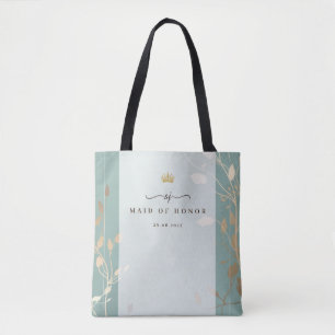 Maid of Honor Tote Bag   Sage Green & Gold