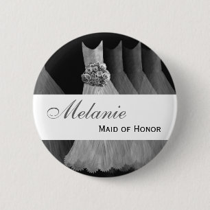 MAID OF HONOR Wedding Button  SILVER Gowns V2