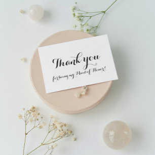 Maid of Honor White Wedding Thank You Foil Card