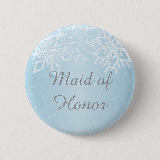 Maid of Honor Winter Snowflakes 6 Cm Round Badge (Front)