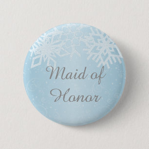 Maid of Honor Winter Snowflakes 6 Cm Round Badge