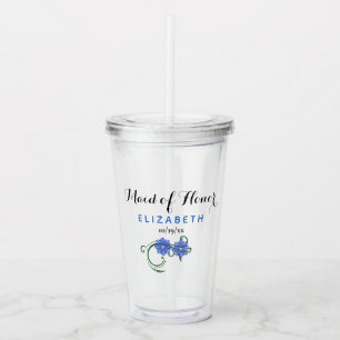 Maid of Honour Bachelorette Party Wedding Blue Acrylic Tumbler