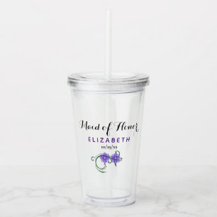 Maid of Honour Bachelorette Party Wedding Purple Acrylic Tumbler