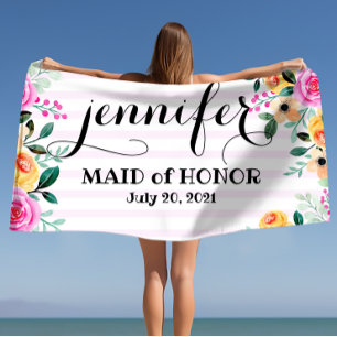 Maid of Honour Bachelorette Personalised  Beach To Beach Towel