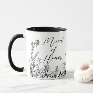 Maid of Honour Black and White Wild Flowers   Mug