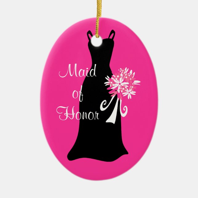Maid of Honour Black Dress Ornament (Front)