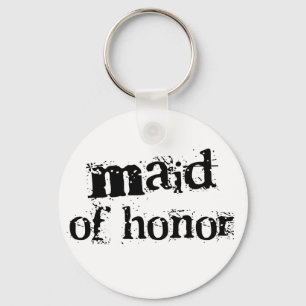 Maid of Honour Black Text Key Ring