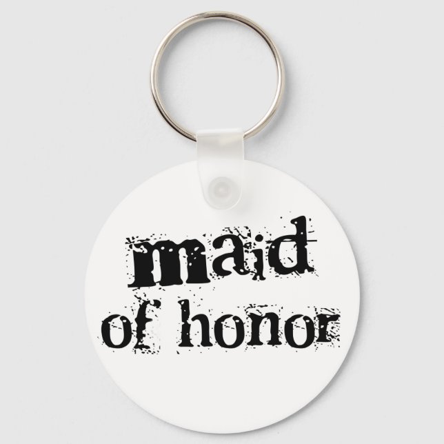 Maid of Honour Black Text Key Ring (Front)