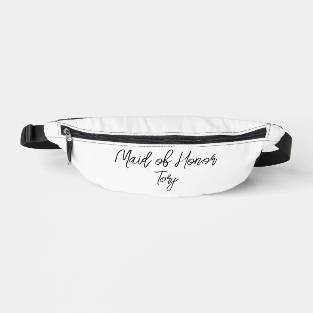 Maid of Honour Black Text on White Fanny Pack (Front)