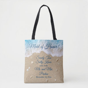 Maid of Honour Blue Beach Waves Sandy Toes Tote Bag