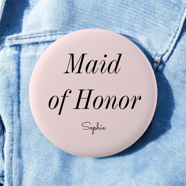 Maid of Honour Blush Pink Wedding  6 Cm Round Badge (Creator Uploaded)