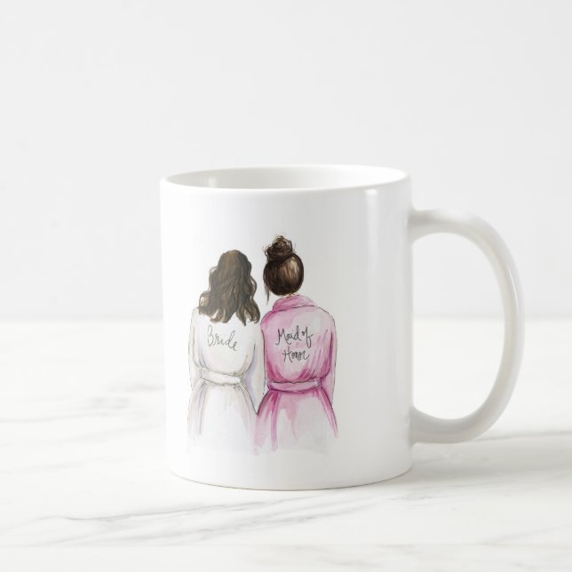 Maid of Honour? Br Wavy Bride Dk Br Bun Maid Coffee Mug (Right)