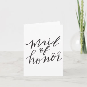 Maid Of Honour Bride Bridal Wedding Groom Blk Lett Card