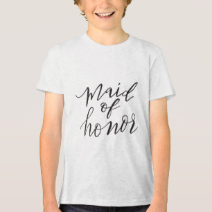 Maid Of Honour Bride Bridal Wedding Groom Blk Lett Tri-Blend Shirt
