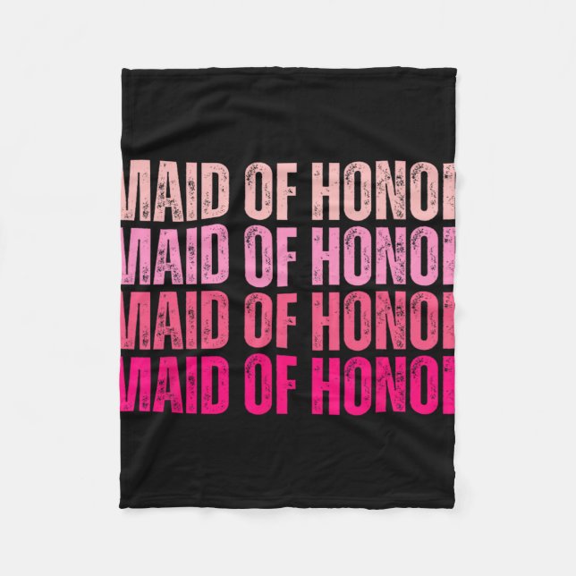 Maid Of Honour Bride Squad I Do Crew Pink Bachelor Fleece Blanket (Front)