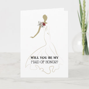 Maid of Honour Bride wearing wedding dress Card