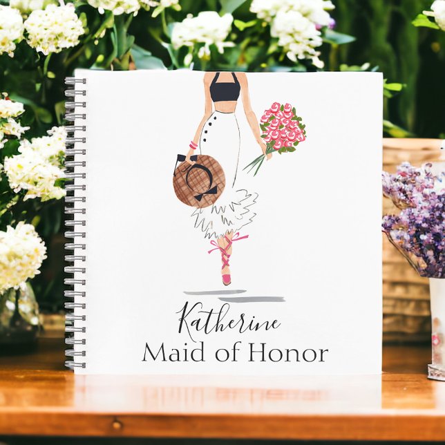 Maid of Honour Bridesmaid Chic Fashion Stylish Notebook (Creator Uploaded)