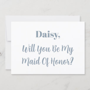 Maid Of Honour Bridesmaid Dusty Blue Cool Wedding  Invitation