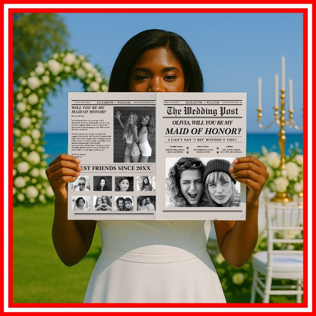 Maid of Honour Bridesmaid Proposal Newspaper Uniqu Card (Creator Uploaded)