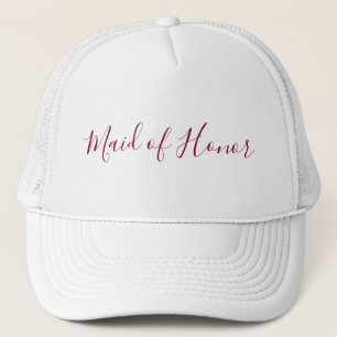 Maid of Honour Burgundy Script Trucker Hat