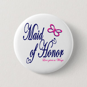 Maid of Honour / Butterfly 6 Cm Round Badge