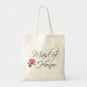 Maid of Honour Calligraphy and Rose Tote Bag