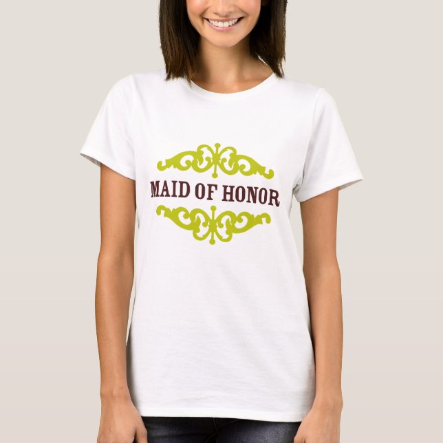 Maid of Honour (Chocolate Brown & Chartreuse) T-Shirt (Front)