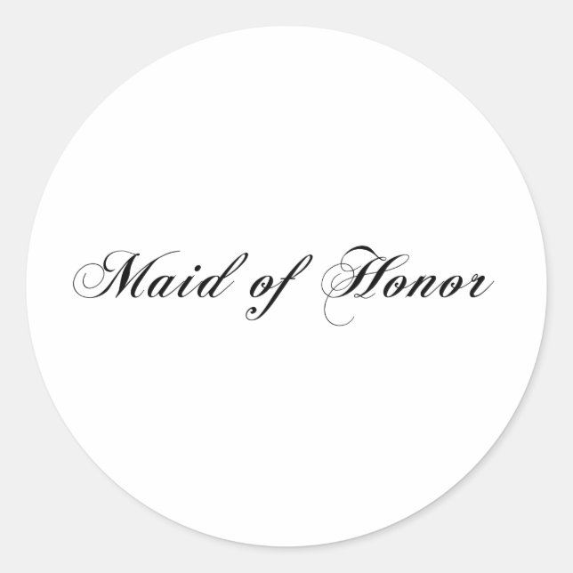 Maid of Honour Classic Round Sticker (Front)