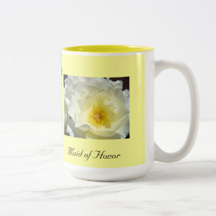Maid of Honour Coffee Mug White Yellow Rose