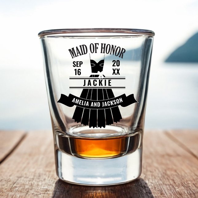 Maid of Honour Custom Dress Wedding Favour Shot Glass (Maid of Honor Custom Dress Wedding Gift Shot Glass)