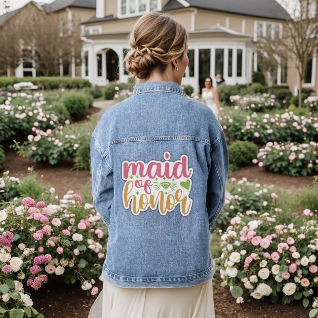 maid of honour cute women's denim jacket (Wedding Back)