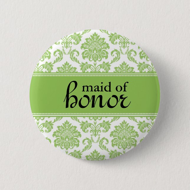 Maid of Honour Damask Button (Front)