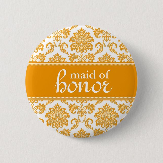 Maid of Honour Damask Button (Front)