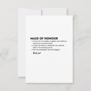 Maid of Honour Definition Card – Funny & Heartfelt