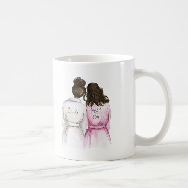 Maid of Honour? Dk Br Bun Bride Wavy Br Maid Coffee Mug (Right)