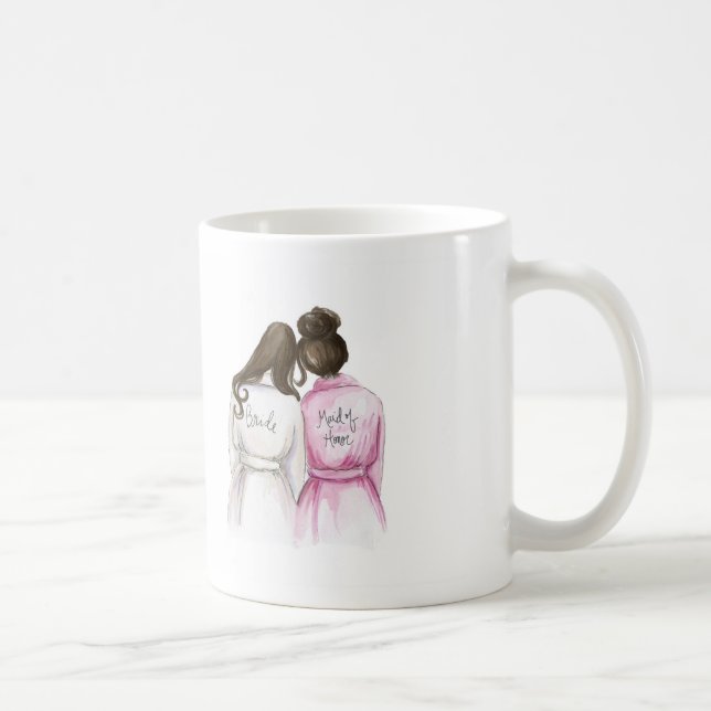 Maid of Honour? Dk Br Long Bride Br Bun Maid Coffee Mug (Right)