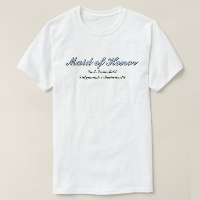 Maid of Honour Dusty Blue Bachelorette Matching T-Shirt (Design Front)