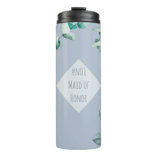 Maid of Honour Dusty Blue Eucalyptus Personalised Thermal Tumbler