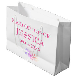 Maid of Honour Elegant Custom Name Gifts Wedding Large Gift Bag