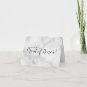 Maid of Honour Elegant Marble Script Invitation